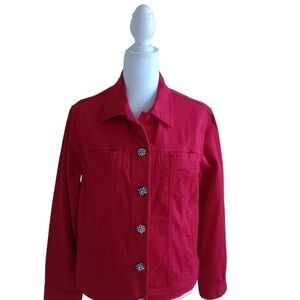 Westbound Red Jean Jacket With Diamond Snap Buttons. NWOT